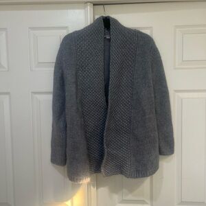 J. Jill  Gray Alpaca Blend Chunky Thick Knit Open Front Cable Cardigan Sweater S